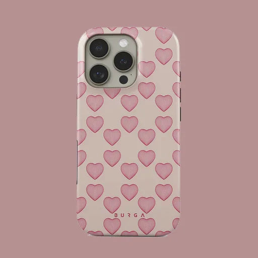 Simple Pink Love BURGA Phone Case for iPhone 16 15 14 13 12 11 X XS XR XSMAX 7 8 Pro Max Plus Luxury Double-layer Back Cover