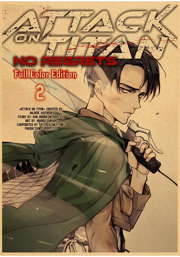 High Quality Vintage Japanese Anime Attack on Titan Retro Poster  Shingeki No Kyojin Kraft Paper Art Print Wall Sticker for Home