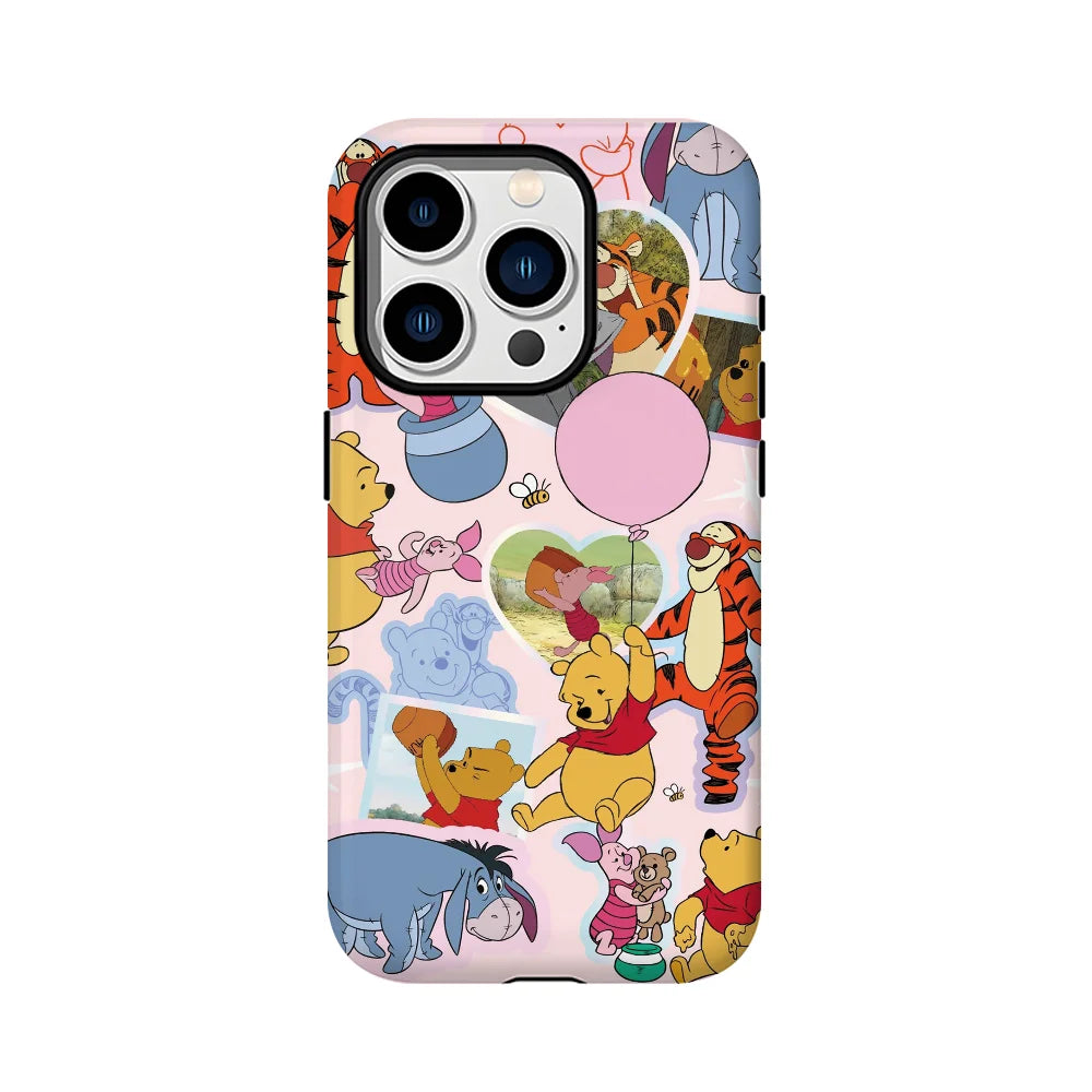 Winnie The Pooh Sticker Phone Case Phone Case Film shell For iPhone 16 15 14 13 12 11 Pro Max Plus