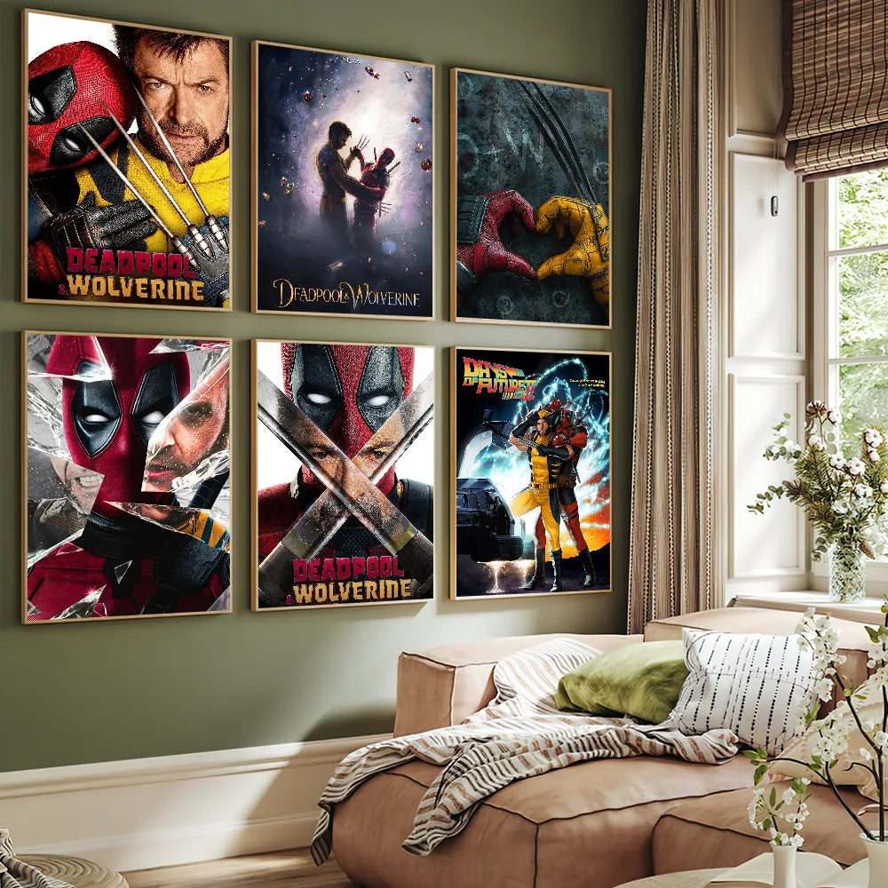 Movie Deadpool W-Wolverine Poster Self Adhesive Painting Living Room Office Decoration Bedroom Home Wall Sticker Prints