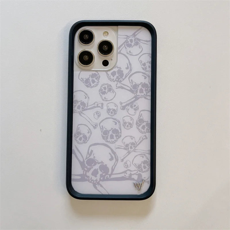 Wildflower 3D web English Skull Head Phone Case for iPhone 16 15 14 13 12 Pro Max Plus 16pro STAR WF Cute Cartoon Cover Funda