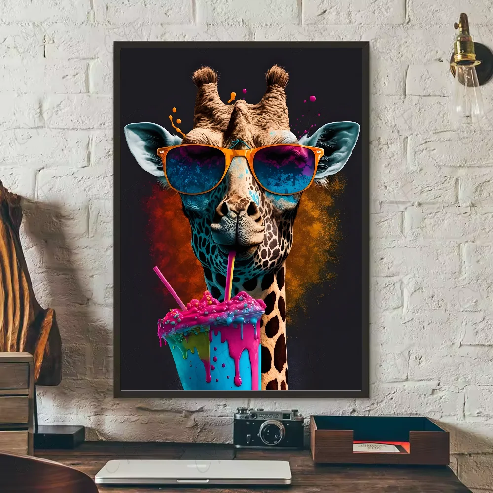 Multi-sizes Cute LIama Poster HD art sticky wall waterproof home living room bedroom bar aesthetic decoration