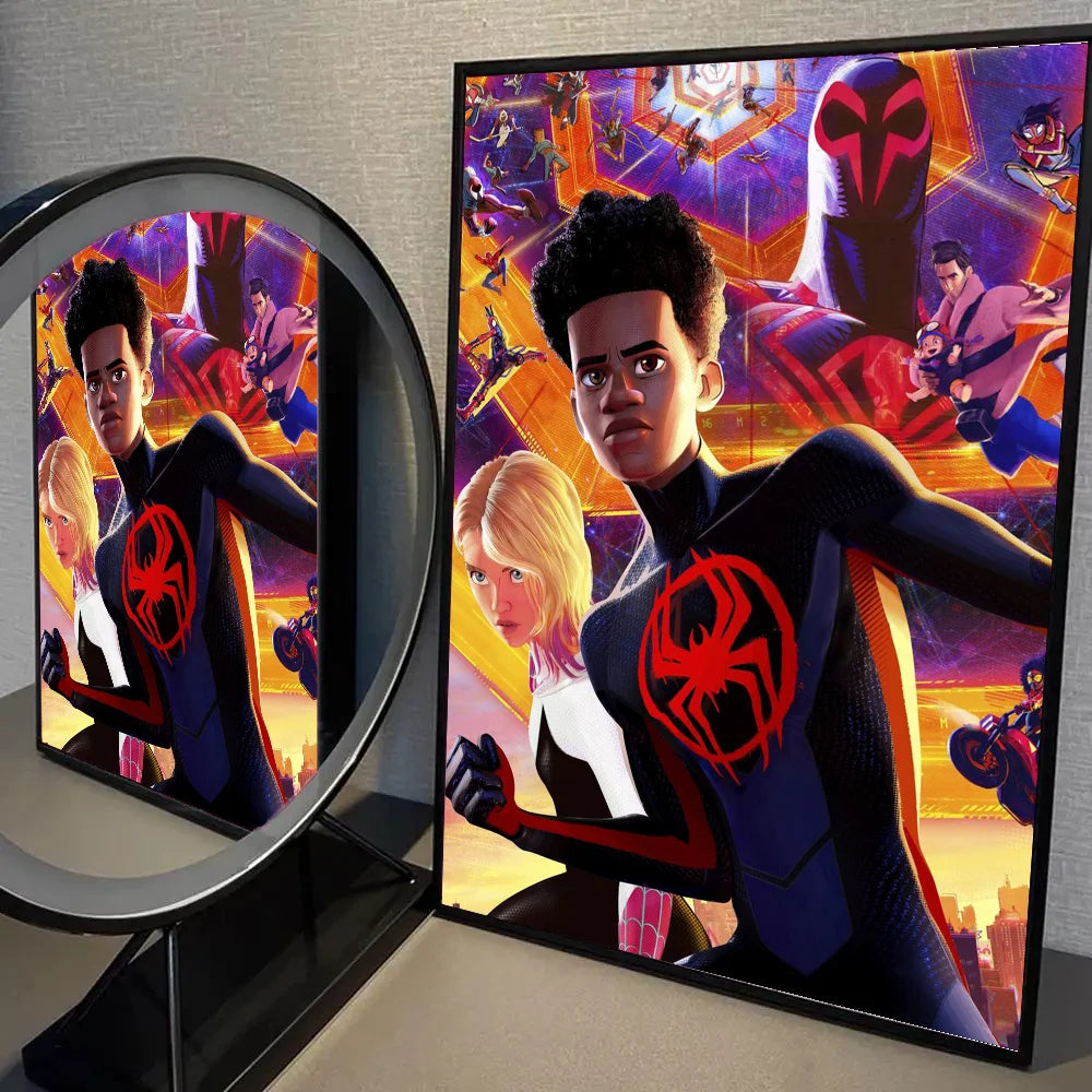 1pc D-Disney S-Spider Man Across The Spider Verse Poster Self-adhesive Art Waterproof Paper Sticker Wall Decor