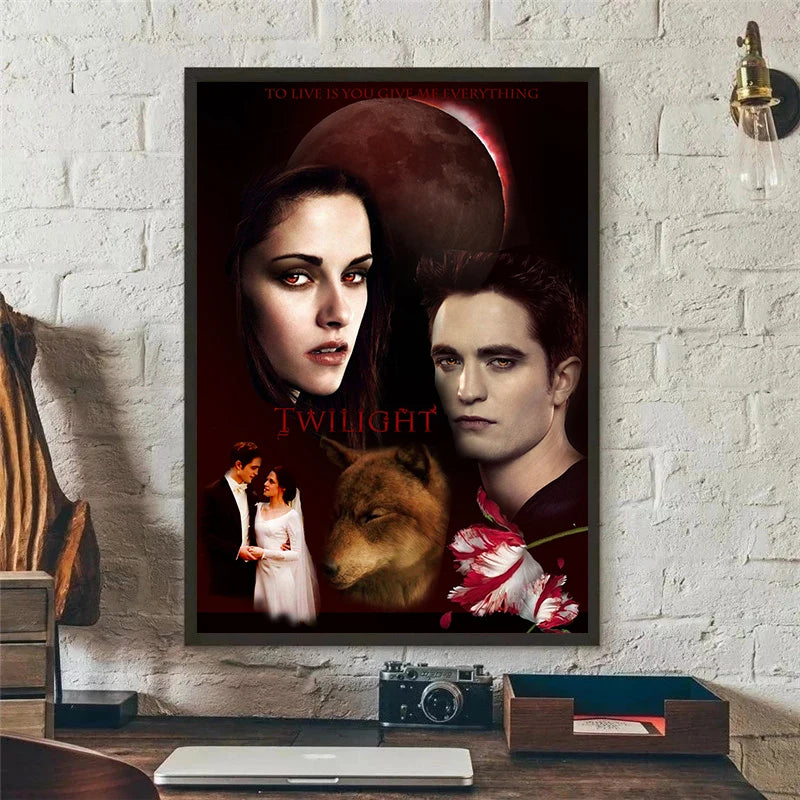 Classic Movie Twilight Poster Edward Bella Canvas Painting Prints Wall Art Picture Film Room Home Bar Cafe Decor Mural