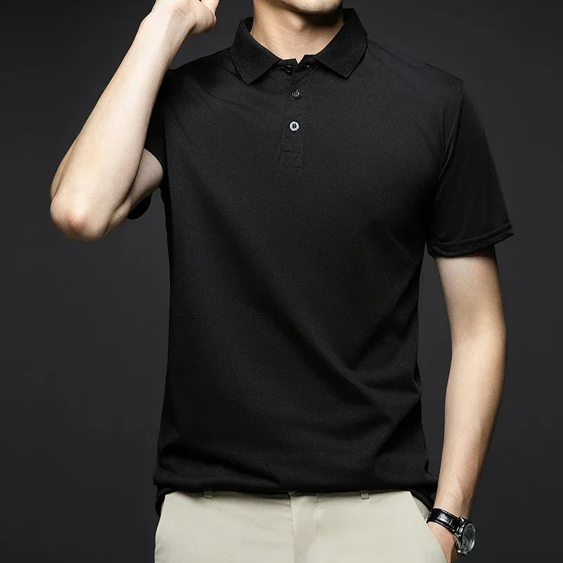 New Men's Fashion Solid Short Sleeved Polo Shirt Summer Breathable Comfortable Top