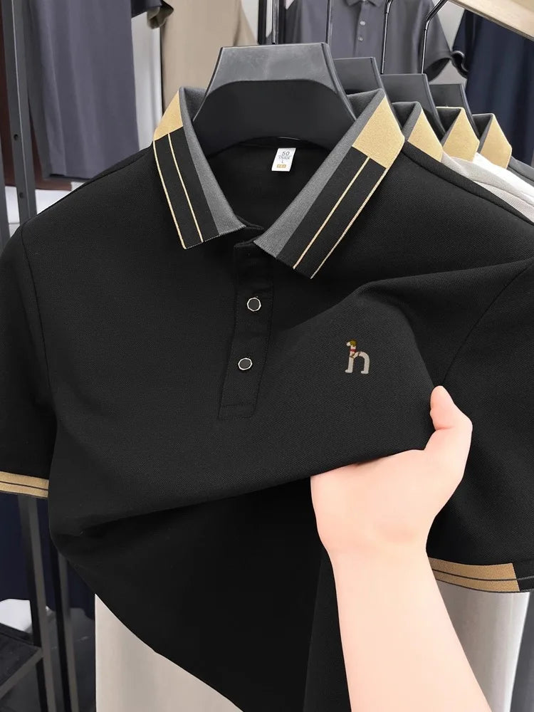 Luxury fashion men's short sleeve polo shirt high-quality brand summer breathable casual T-shirt cute cartoon dog embroidery top