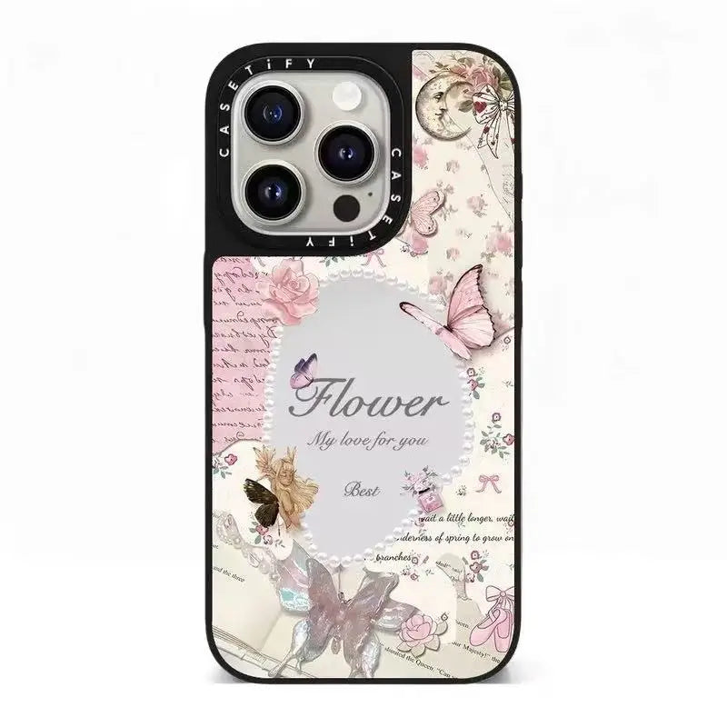 Romantic Butterfly Love Letter Mirror Phone Case Cute Design Compatible with iPhone 16 pro Max