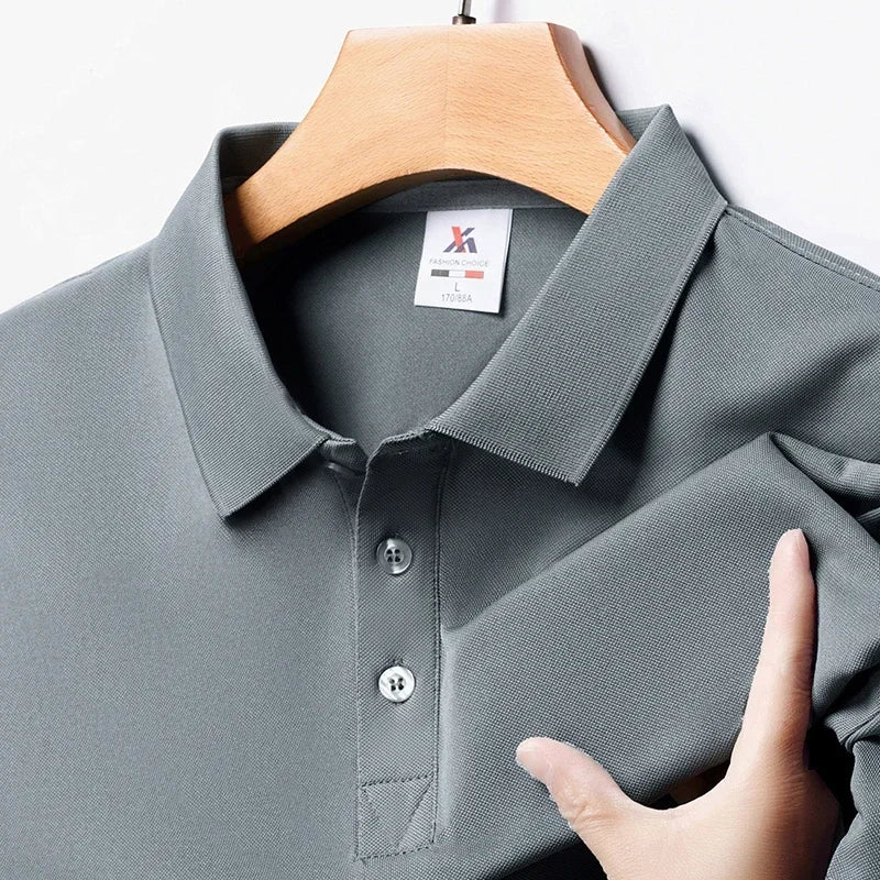 New Men's Fashion Solid Short Sleeved Polo Shirt Summer Breathable Comfortable Top