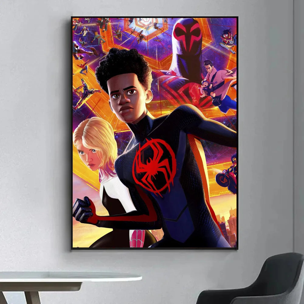1pc D-Disney S-Spider Man Across The Spider Verse Poster Self-adhesive Art Waterproof Paper Sticker Wall Decor