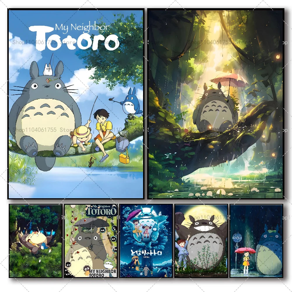 1PC Anime M-My N-Neighbor T-Totor Poster Self-adhesive Art Waterproof Paper Sticker Coffee House Bar Room Wall Decor