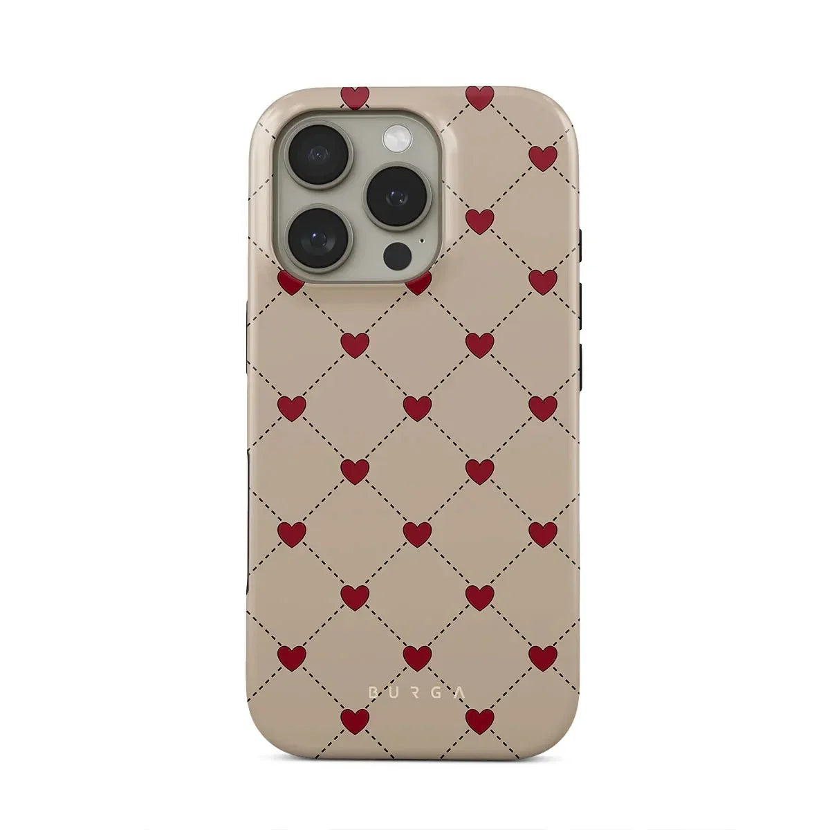 BURGA Red Love Letter Phone Case for IPhone 16 15 14 13 12 11 Pro Max Plus Luxury Double-layer Back Cover