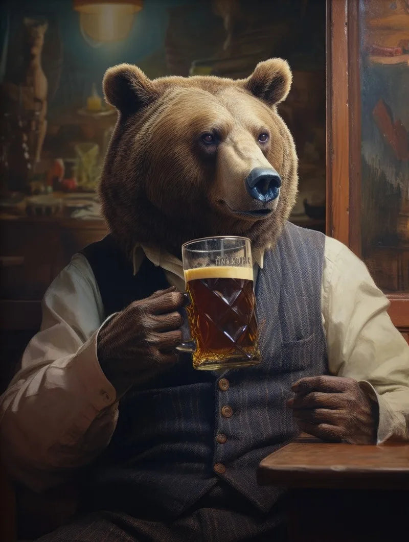 Funny Animals Drinking Beer Cat Koala Dog Poster Print Wall Art Pictures Canvas Painting Living Room Bedroom Home Decor Gift