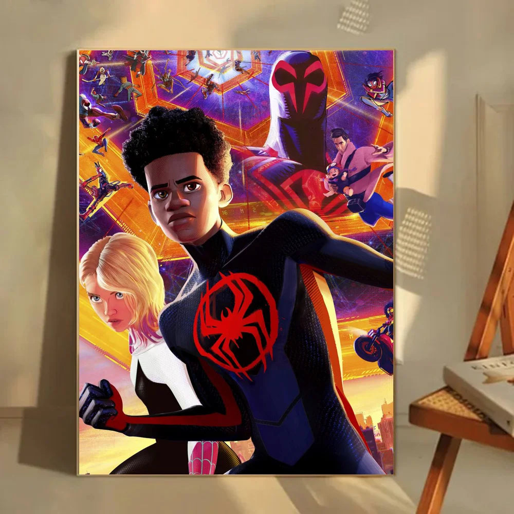1pc D-Disney S-Spider Man Across The Spider Verse Poster Self-adhesive Art Waterproof Paper Sticker Wall Decor