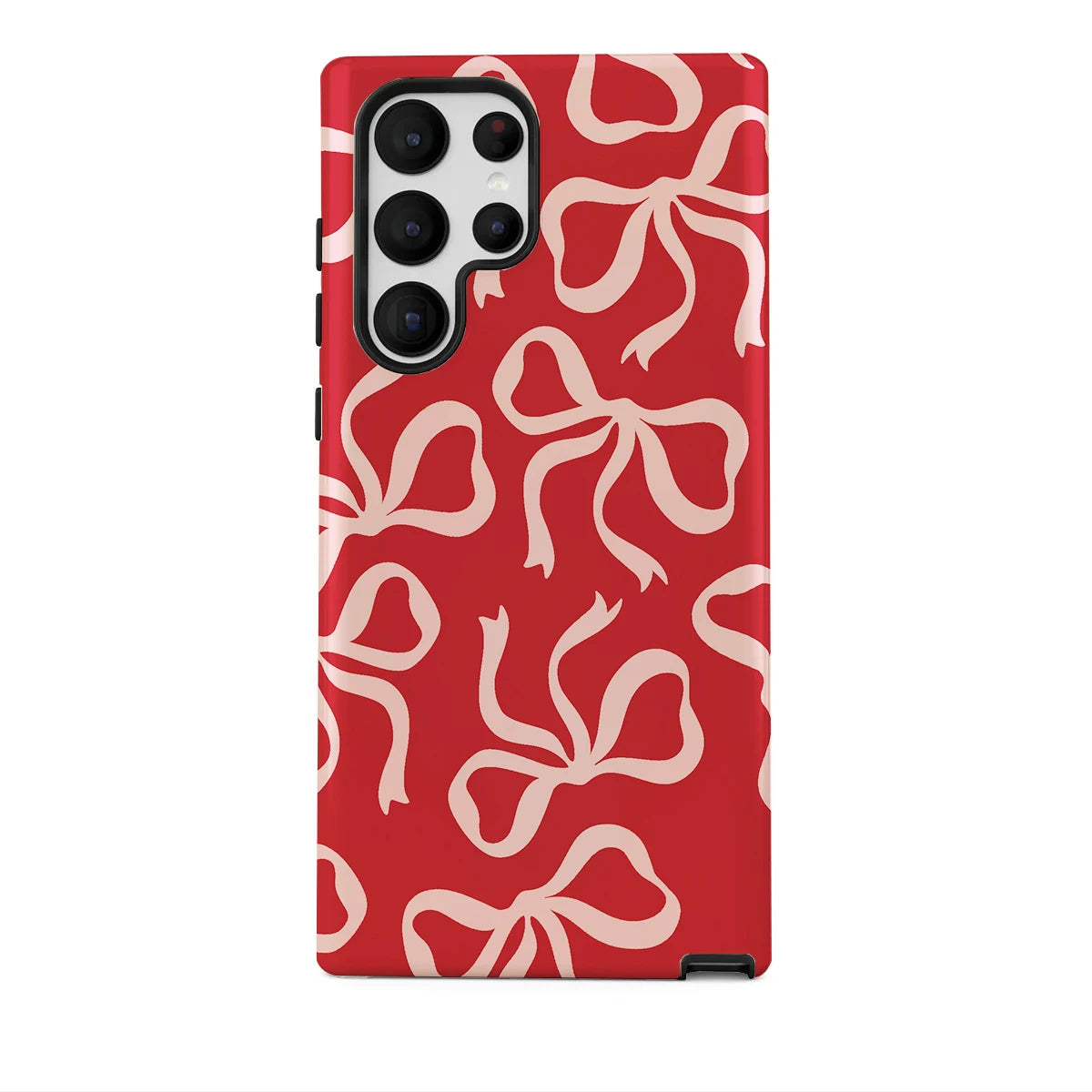 Phone Case for Samsung S25 S24 S23 S22 A55 A54 A16 Ultra PRO Plus FE 5G Red Bow Pattern Hard Acrylic Shockproof Cover Funda