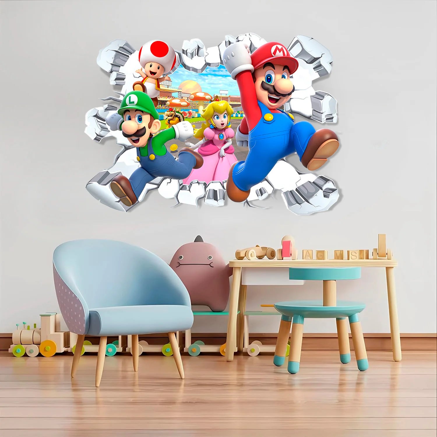 Mario Wall Stickers, 1 Pcs Decal for Party Decorations or Huge Posters for Boys Room Nursery Livingroom and Door (14'' x 23.2'')