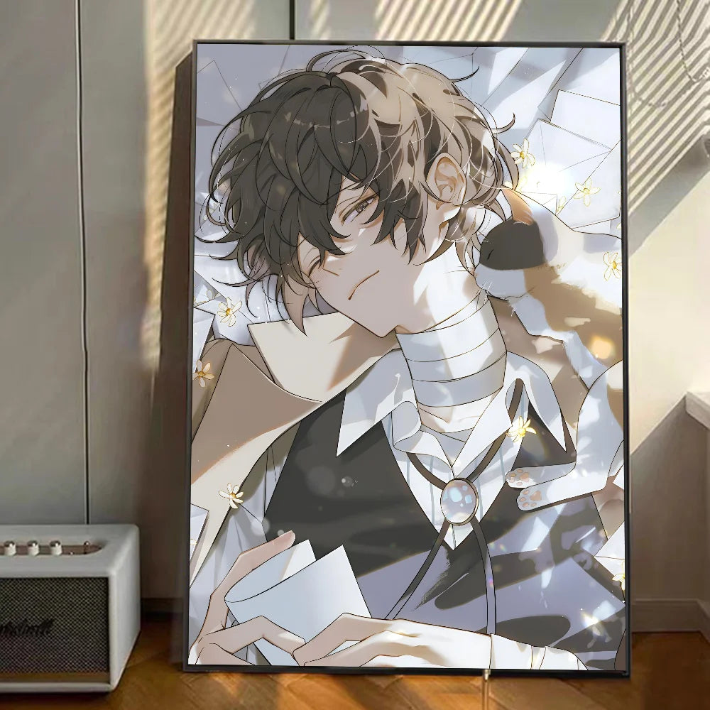 1pc Bungo Stray Dogs Dazai Chuuya Anime Poster Stickers Art Wall Murals Decor Game Room Decor Gifts Kawaii HD Painting Cat Cars