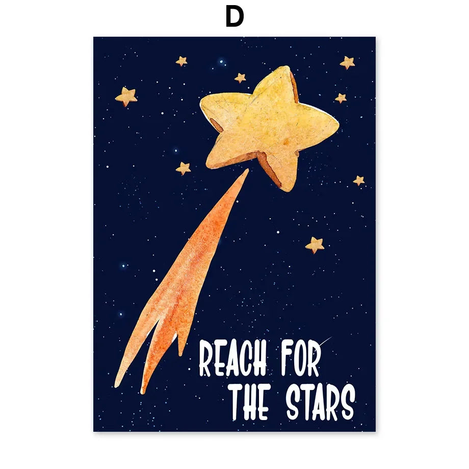 Custom Name Kids Room Decorative Wall Art Prints Space Astronaut Interior Poster Baby Canvas Decoration Wall Pictures Home Decor