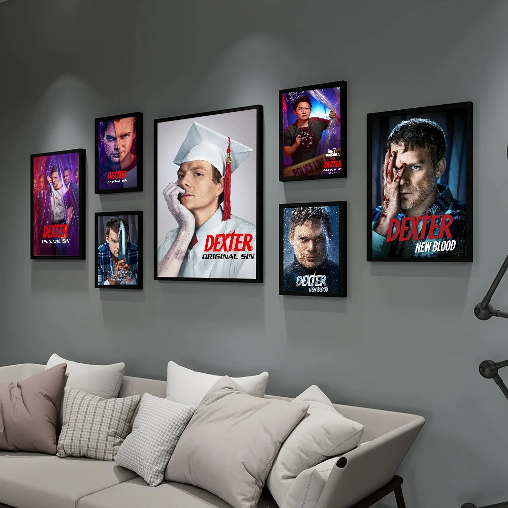 D-Dexter Movie Whitepaper Poster Waterproof Paper Sticker Coffee House Bar Aesthetic Art Wall Painting