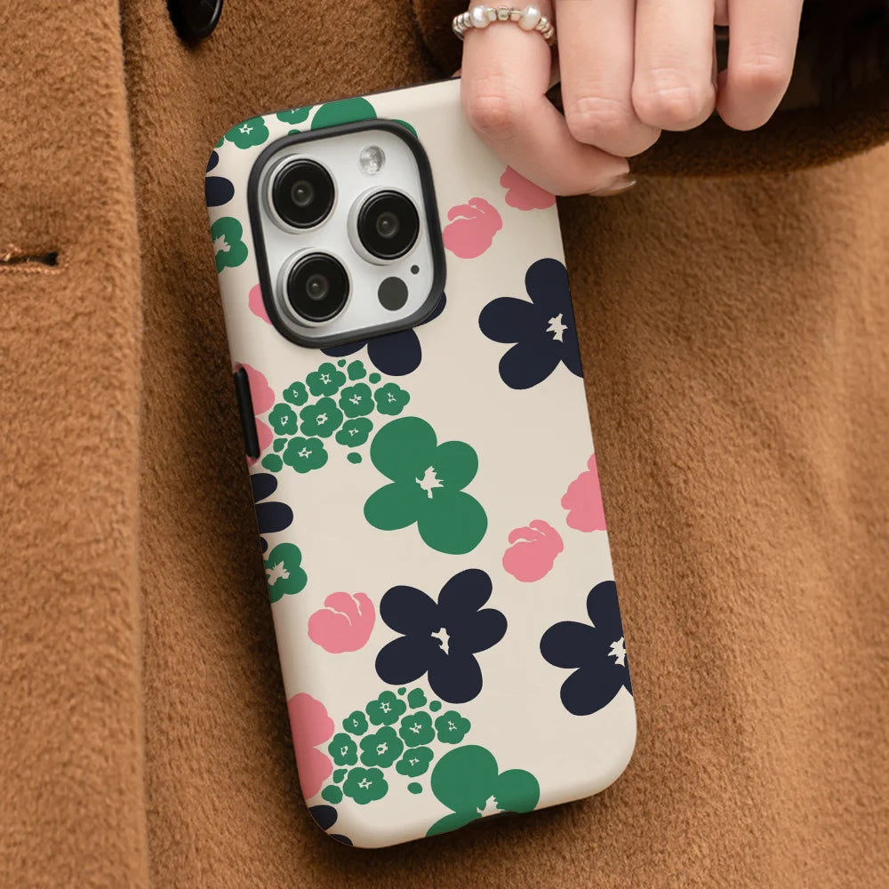 Blush Emerald Navy Floral Vividness Phone Case Phone Case Film shell For iPhone 16 15 14 13 12 11 Pro Max Plus