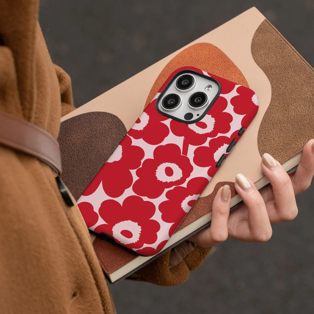 red and pink floral Phone Case Phone Case Film shell For iPhone 16 15 14 13 12 11 Pro Max Plus