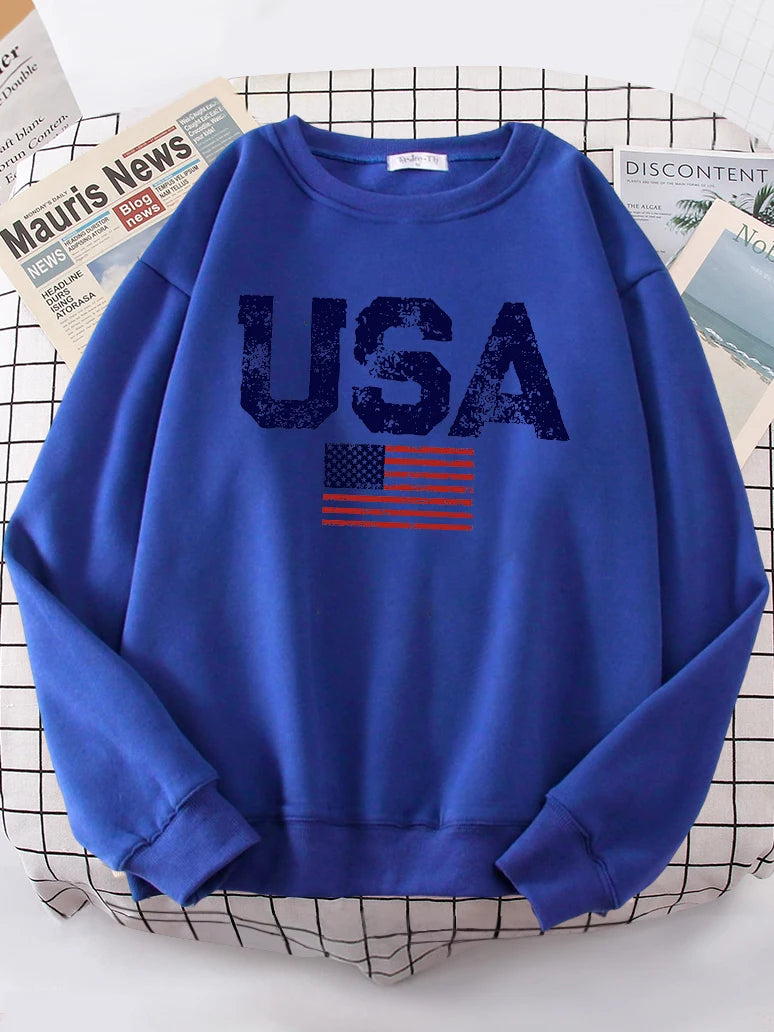 USA Letters American Flag Stars And Stripes Women Hoody Street Oversize Hoodies Personality Warm Hoodie hip hop Soft Clothes