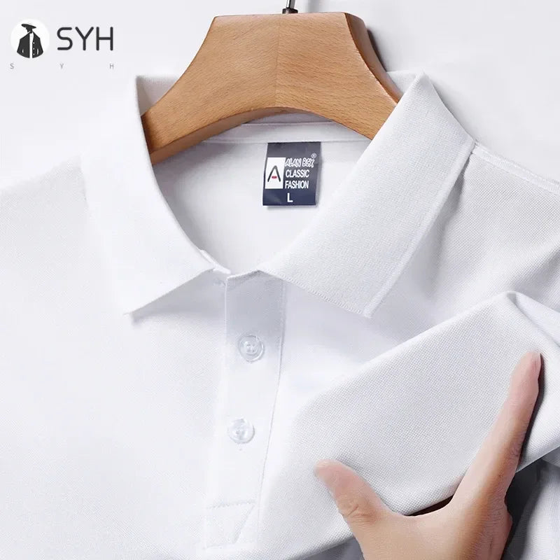 Men's Fashion Solid Short Sleeved Polo Shirt Summer Breathable Comfortable Top