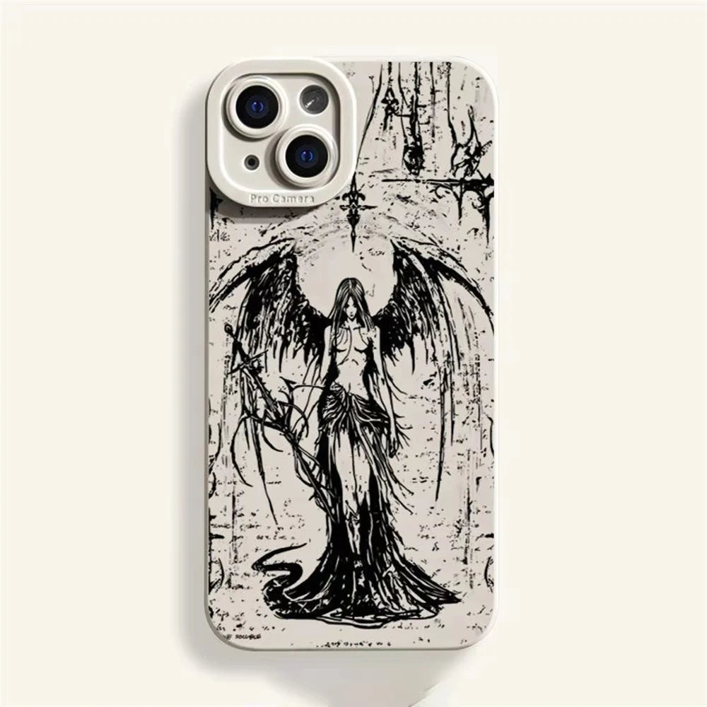 Luxury Clmj BURGA Black Angel Death demon Phone Case for Oppo Realme 11 10 9 9i C55 C53 C30 C35 C33 C31 C21Y C21 Pro 4G 5G Cover