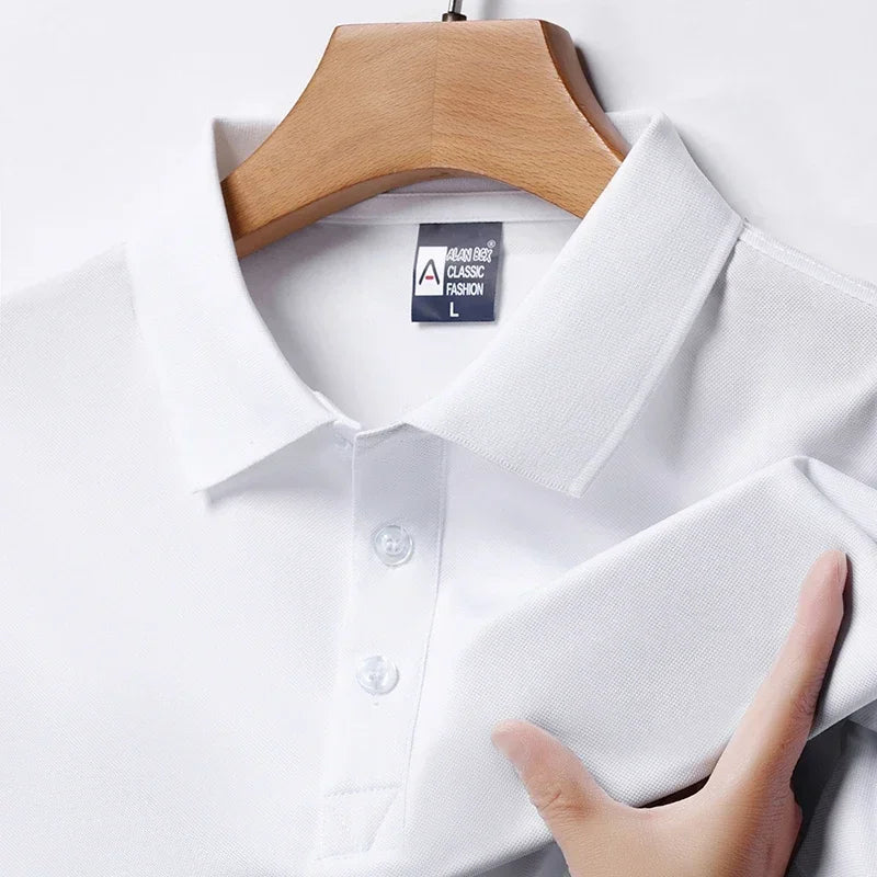 New Men's Fashion Solid Short Sleeved Polo Shirt Summer Breathable Comfortable Top