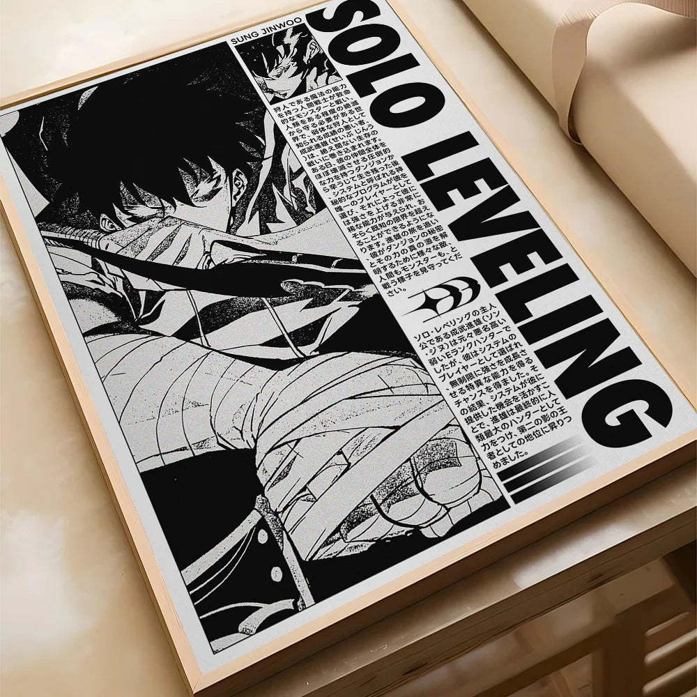 1pc S-Solo L-Leveling Poster Self-adhesive Art Waterproof Paper Sticker Coffee House Bar Room Wall Decor