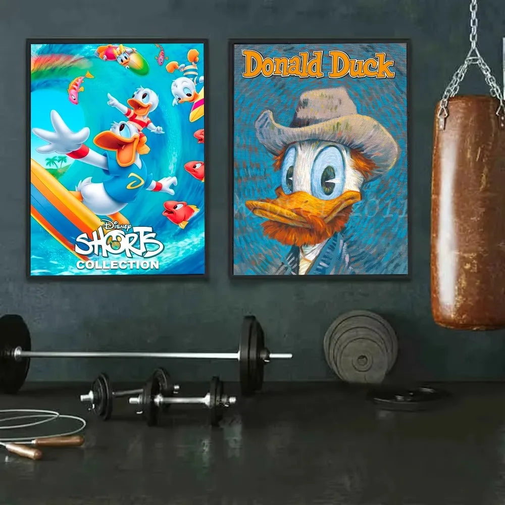 Cute Funny Cartoon Duck  Poster Self-adhesive Art Waterproof Paper Sticker Coffee House Bar Room Wall Decor