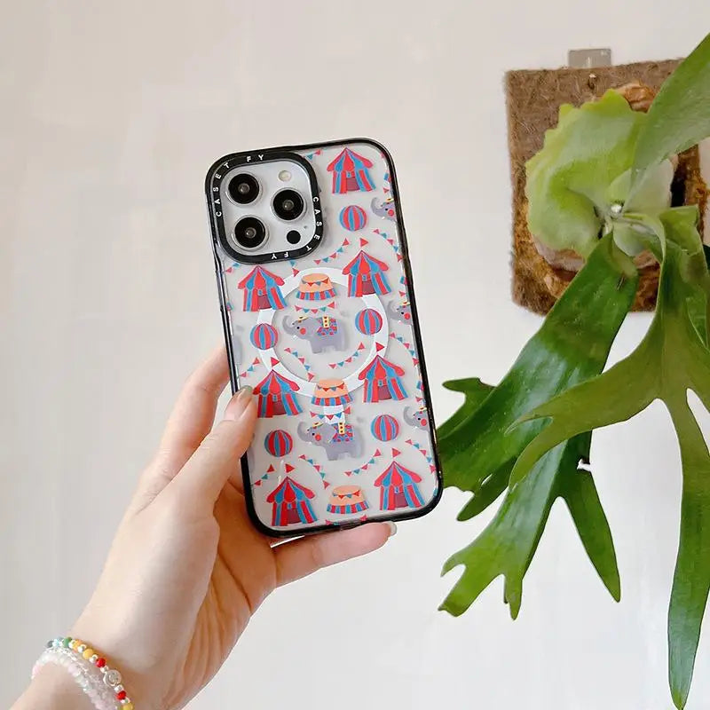 Circus Elephant Suitable for Apple iPhone 16 ProMax Magnetic Phone Case 15 Trendy Brand 14 13 Anti-fall