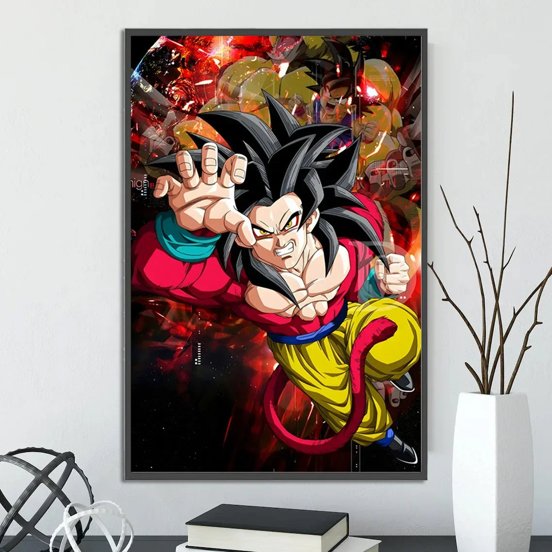 Dragon Ball Self-adhesive Poster Saiyan Goku Anime Wallpapr Figures Home Decoration Painting Pictures Wall Art Birthday Gift