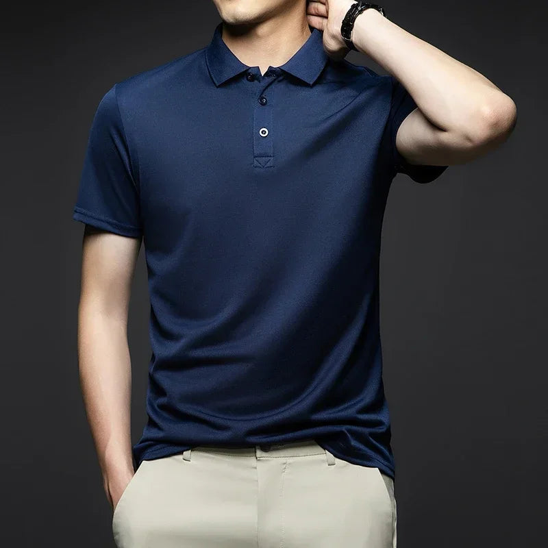 New Men's Fashion Solid Short Sleeved Polo Shirt Summer Breathable Comfortable Top