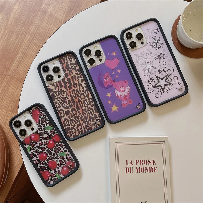 Wildflower 3D Super Star Mushroom Phone Case for iPhone 16 15 14 13 12 Pro Max Plus WF Bear-y Cute Leopard Safari Babies Cover
