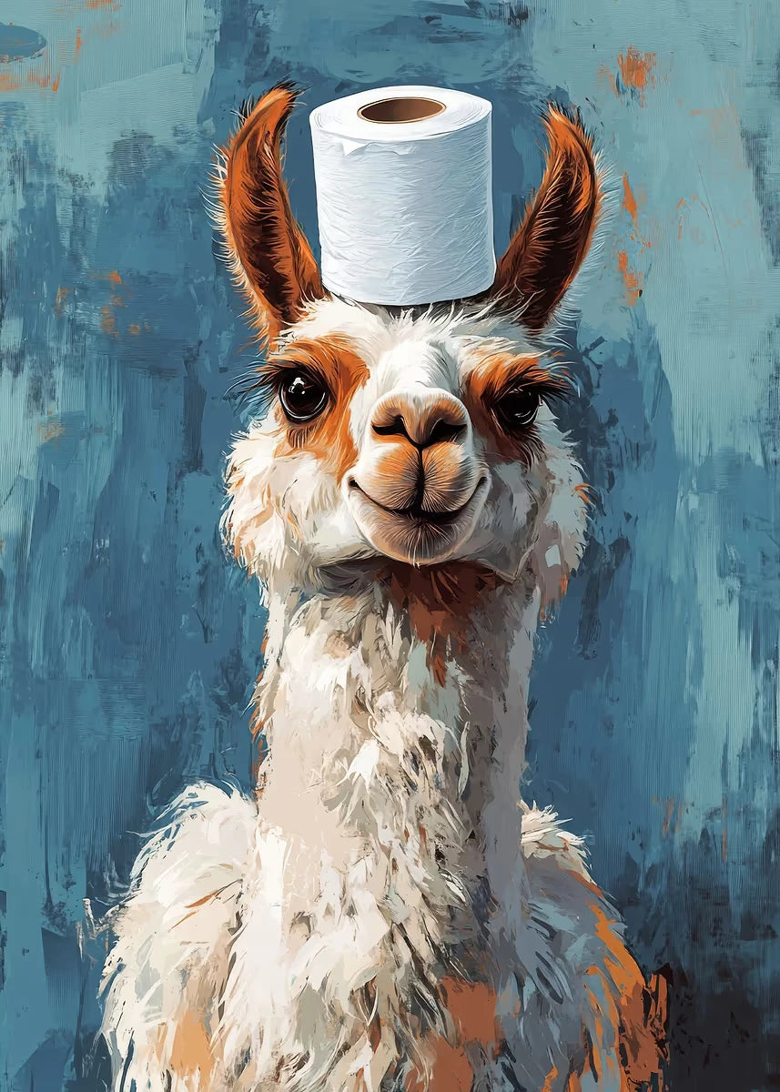 Giraffe Cat Raccoon With Toilet Paper Cute Animals Poster Print Canvas Painting Oil Bathroom Wall Art Funny Humor Home Decor