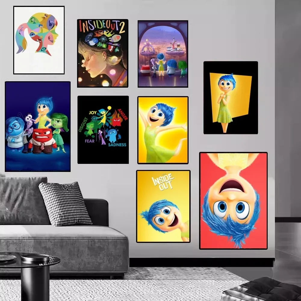 Pixar Inside Out Anime Posters Sticky Fancy Wall Sticker for Living Room Bar Decoration Room Wall Decor