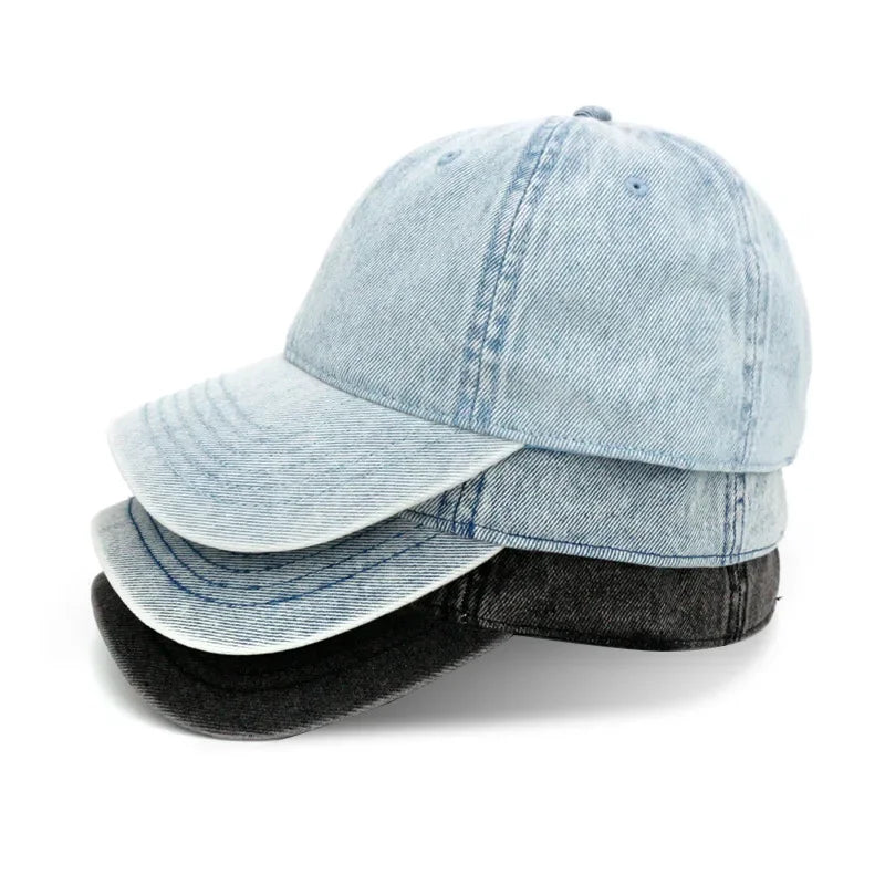 MAXSITIU Four Seasons Solid washed denim baseball caps for men vintage distressed hip-hop hats women spring summer peaked cap