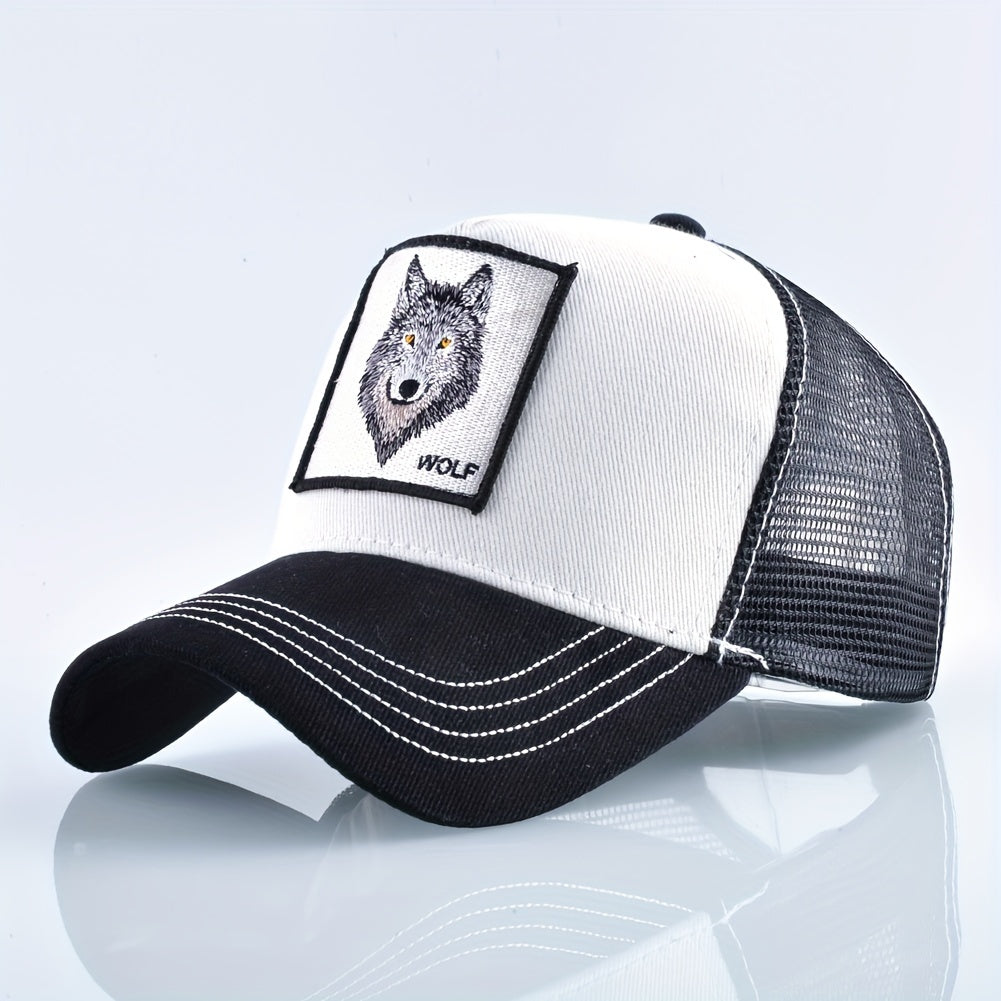 Men'S & Women'S Wolf Embroidery Snapback Trucker Hat - Breathable, Fitted, All-Season Outdoor Sports Cap with Adjustable Sizing, Outdoor Sports Cap|Adjustable Headgear|Snapback Closure