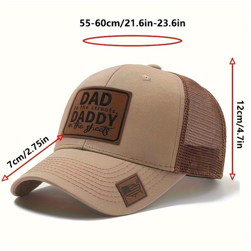 Curved Brim Baseball Cap - Breathable Mesh Trucker Hat with Dad Label, Snapback Closure, Casual Leisure Style for Outdoor Sports and Everyday Wear