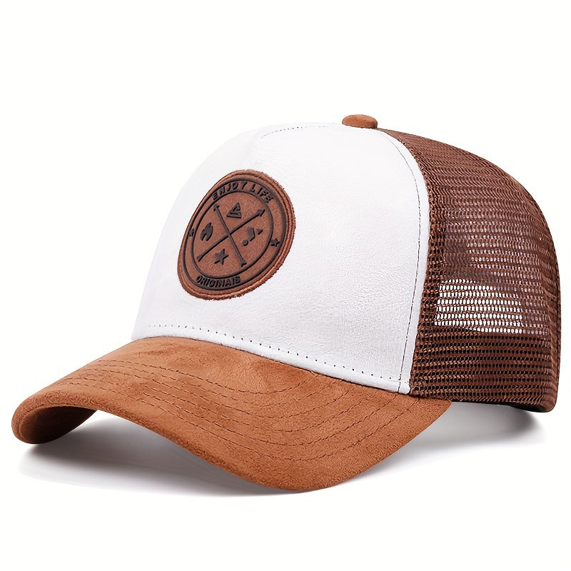 Men's Outdoor Sports Baseball Cap - Breathable, Adjustable Trucker Hat with Logo, Mesh Back, Multiple Colors