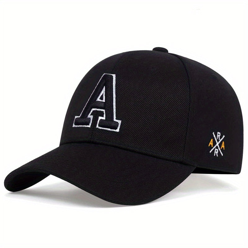 [Solid Color Embroidery Baseball Cap] Letter A Embroidery Baseball Cap Solid Color Simple Casual Sports Hat Sunscreen Dad Hats