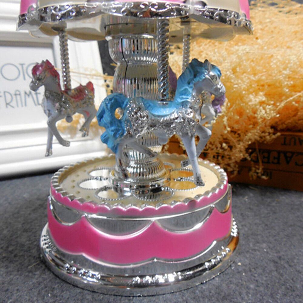 Enchanting Musical Carousel Figurine - 3-Horse Rotating Music Box for Youngsters, Perfect for Christmas & Birthday Decor, Christmas Village House, Girl And Boy, Gorgeous Style