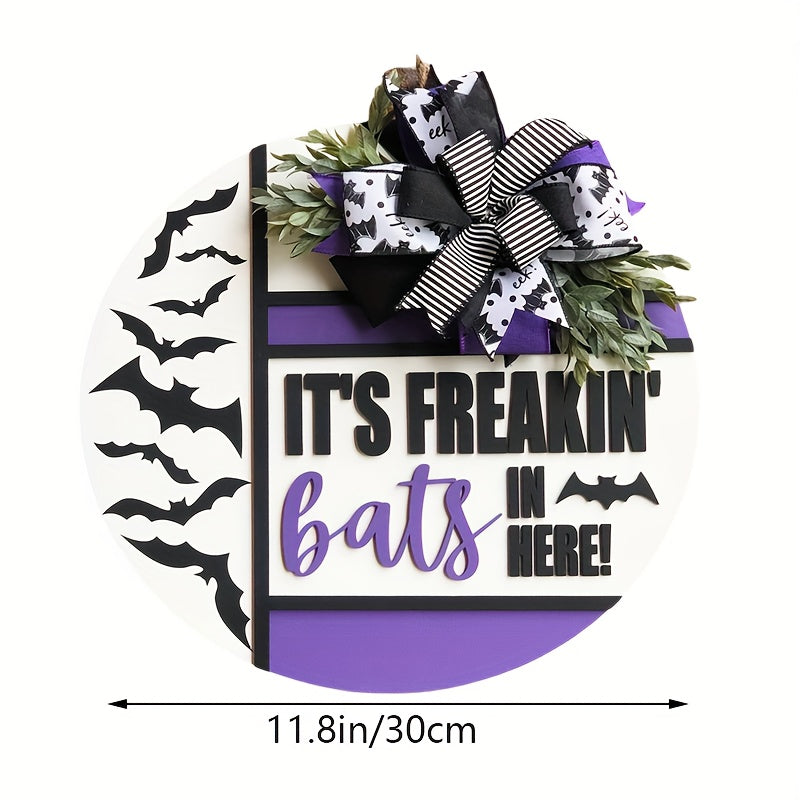 [Freakin' Bats Halloween Sign] Halloween 3D Lettering Door Hanger Sign - It's Freakin' Bats - Fall Porch Decor, Wreath, Front Door Decoration