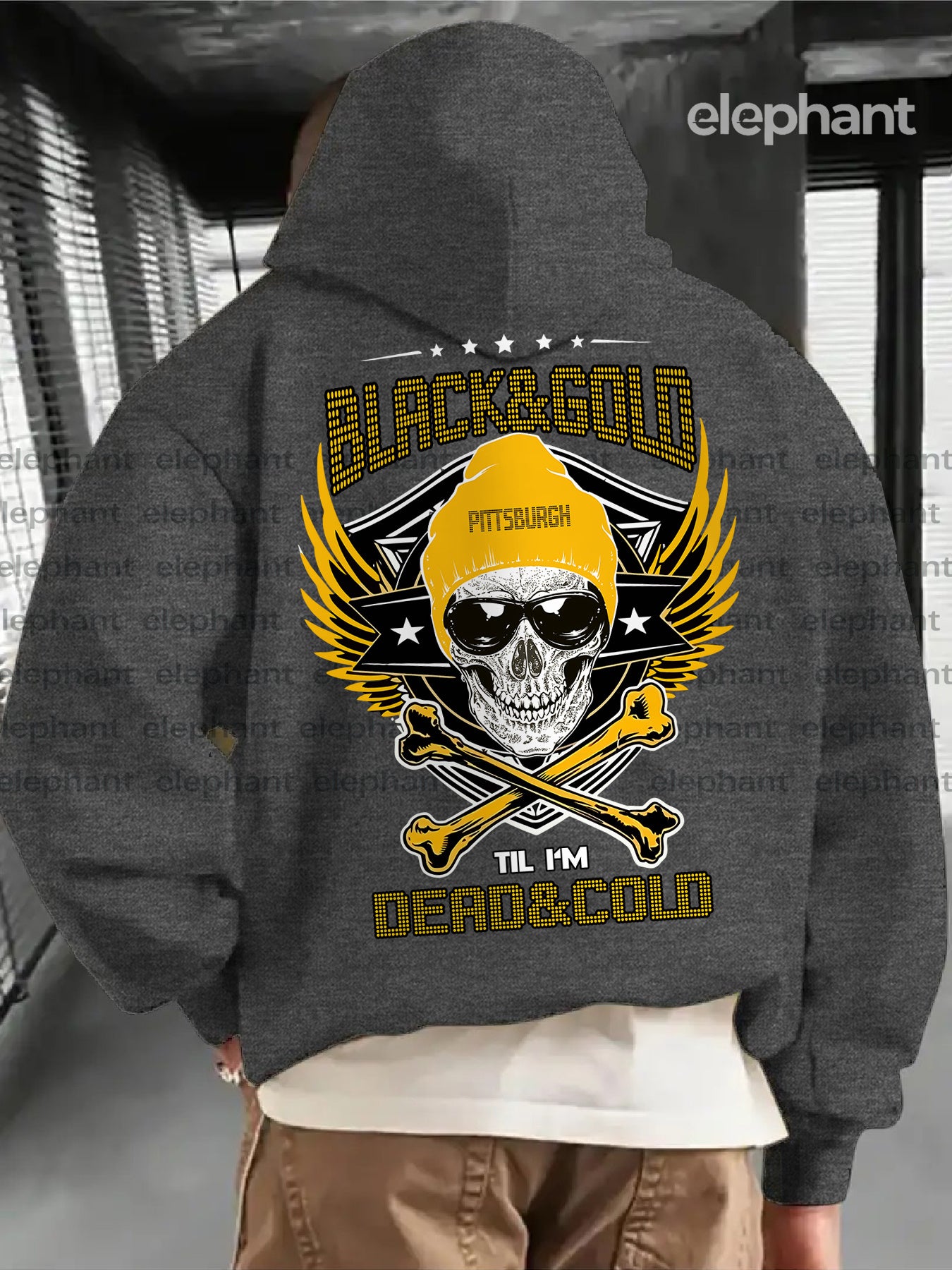 New Stylish 1pc Thickened Printed Casual Pocket Hoodie - Pittsburgh Football Creative Graphic Print - Unisex Autumn and Winter Hoodie and Sweatshirt for Football Enthusiasts