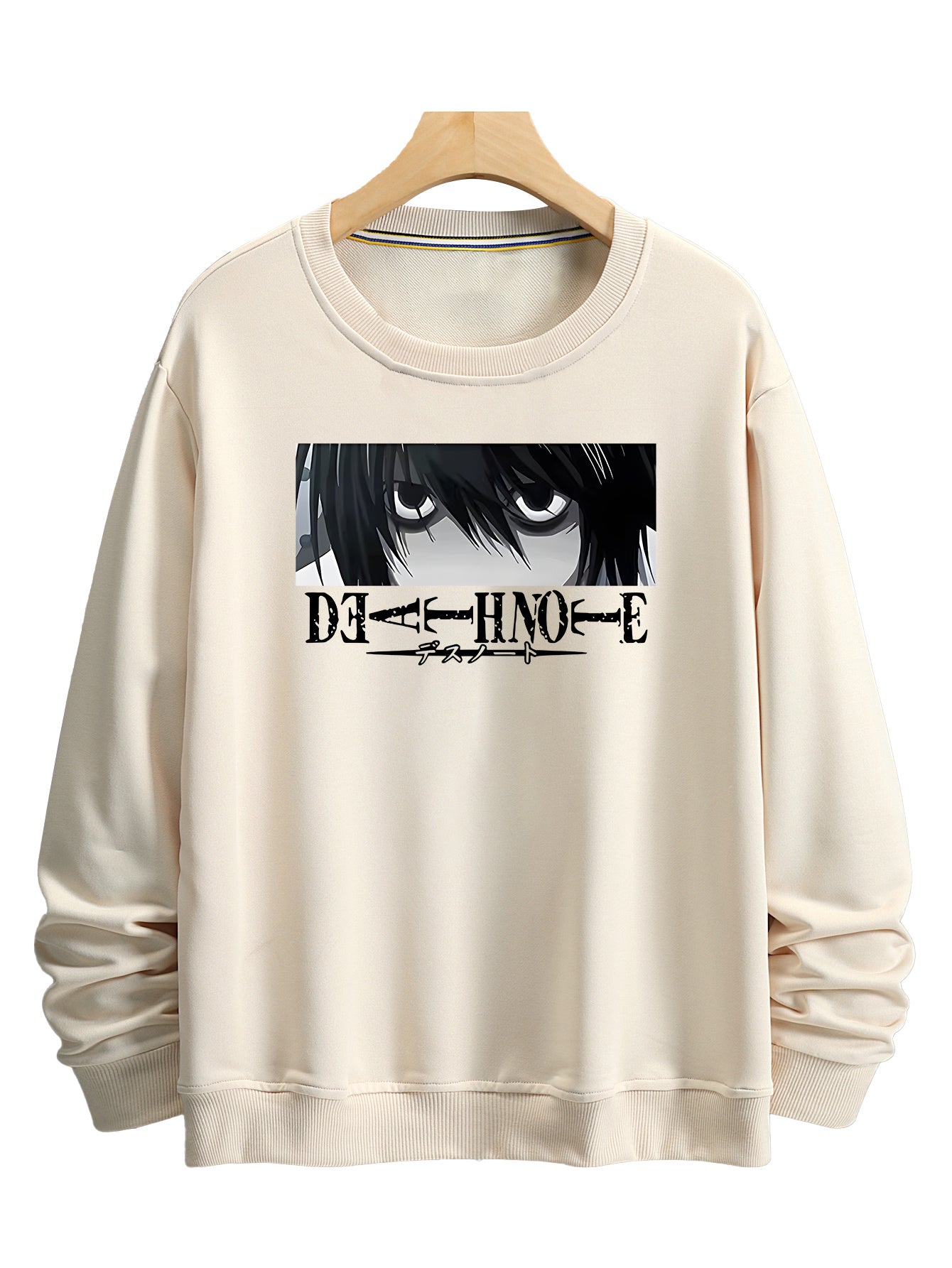 [Four seasons Comfy Death Note Sweatshirt] Japanese comic Death Note pattern Print Men's versatile Long Sleeve Comfy Sweatshirt Casual Top For four seasons Men's Clothing Outdoor