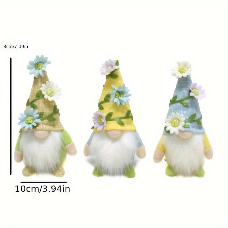 Gnome Fabric Ornament, Seasonal Decorative Dwarf Fabric Ornament With Flowers, Multi-purpose Holiday Decorations, Durable Material, No Electricity Required, Suitable For Christmas, Halloween, Easter, Thanksgiving, Valentine'S