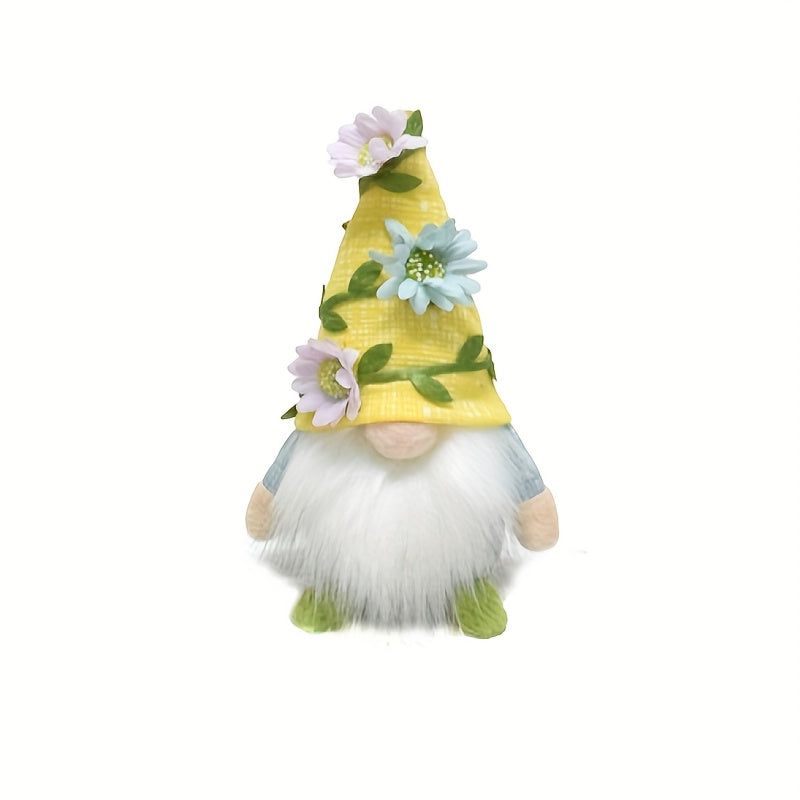 Gnome Fabric Ornament, Seasonal Decorative Dwarf Fabric Ornament With Flowers, Multi-purpose Holiday Decorations, Durable Material, No Electricity Required, Suitable For Christmas, Halloween, Easter, Thanksgiving, Valentine'S
