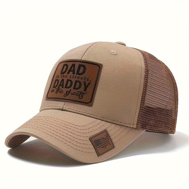 Curved Brim Baseball Cap - Breathable Mesh Trucker Hat with Dad Label, Snapback Closure, Casual Leisure Style for Outdoor Sports and Everyday Wear