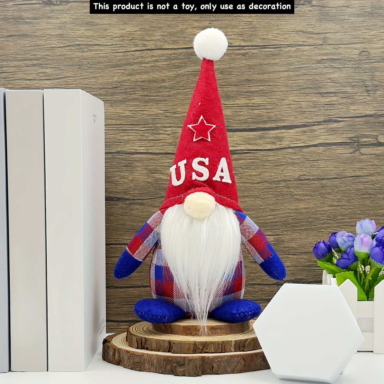 4th Of July Patriotic Gnome Figurine - Striped Star Rudolph, Mini Tabletop Decor, Perfect for American Independence Day, Memorial Day, National Day & Labor Day, Holiday Home Decorations, Collectible Decorative Piece, Suitable