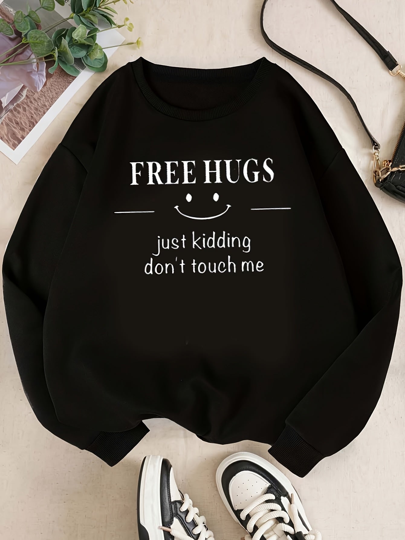 [Casual Knitted Jumper with Elasticity] A Women'S Casual Crew Neck Sweater with Slight Elasticity, Knitted Fabric Jumper, 